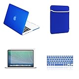 TopCase Rubberized Hard Case for 13-Inch Macbook Pro A1425 and A1502 Bundle with Sleeve, Silicone Keyboard Cover, Clear Screen Protector and Mouse Pad -  Royal Blue