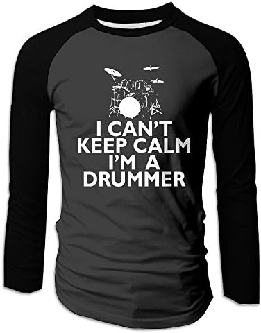 Hoovction Keep Calm I'm A Drummer Men Long Sleeve Raglan T-Shirt Raglan Baseball Tees