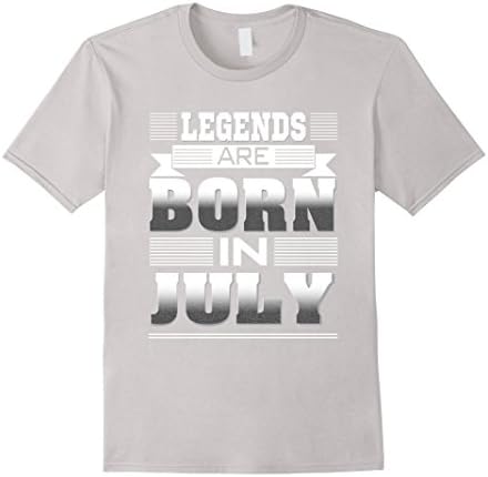 Mens Legends are born in July T-shirts Small Silver