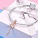 BAMOER Rose Gold Eternity Heart Key Charms Pendant Sterling Silver Charm with CZ fit Women Bracelets DIY Jewelry Gift