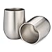 Stainless Steel Stemless Wine Glasses by Avito- Set of 2 Double Walled Insulated Lowball Tumbler 11 oz - Shatterproof - BPA Free Healthy Choice - Dishwasher Safe - Best Value