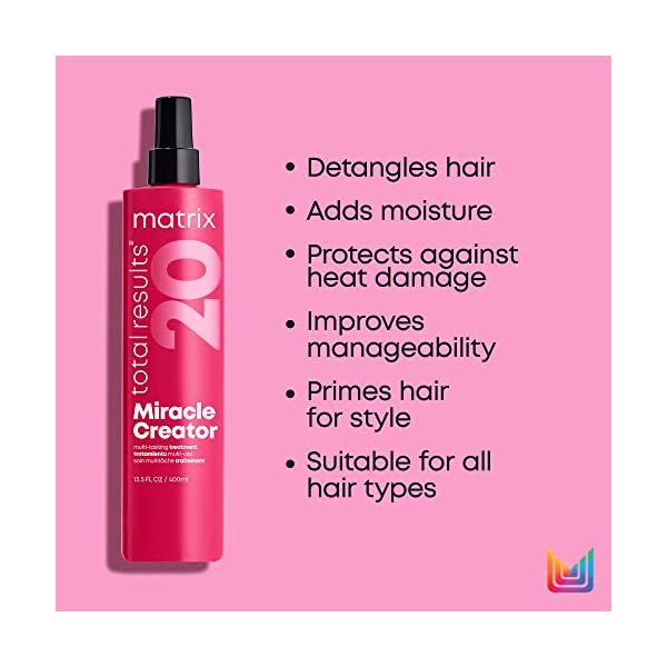 Matrix-Total-Results-Miracle-Creator-20-Multi-Benefit-Hair-Styling-Primer-Nourishes-Hair-200-ml Matrix Multi-Tasking Hair Treatment, Leave-In Conditioner and Heat Protector with 20 Benefits, Total Results, Miracle…