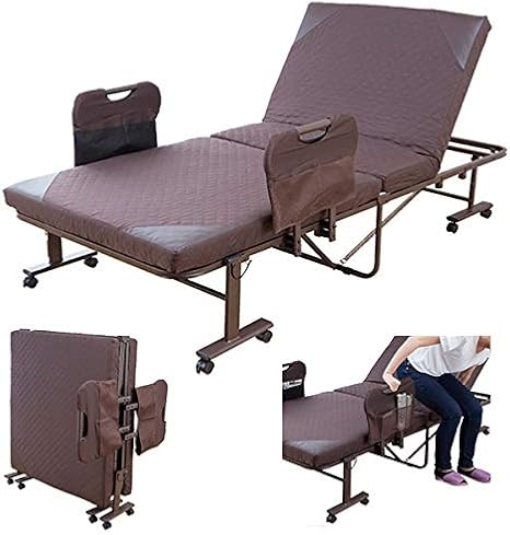 Amazon Co Jp ベッド おりたたみ 折り畳みベッド シングルサイズ リクライニングベッド 14段階 手すり付き 折りたたみベッド マットレス付き キャスター付き 完成品 ブラウン ホーム キッチン