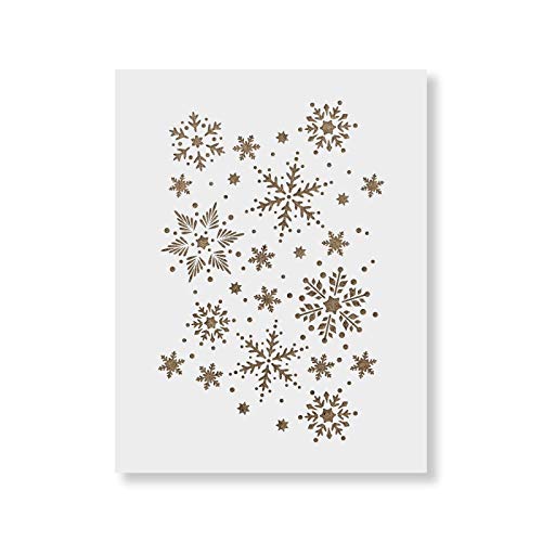 Snowflakes Pattern Stencil Template - Reusable Christmas Stencil with Multiple Sizes Available