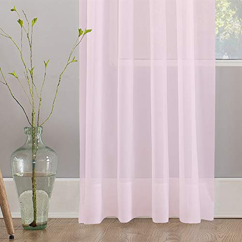 Megachest Woven Voile Slot Top Curtain 2 Panels (light pink, 78" wideX90 drop(W200cmXH228.5cm))