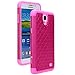 Style4U Studded Rhinestone Hybrid Armor Case Cover For Samsung Galaxy Mega 2 G750F With 1 Screen Protector And 1 Stylus [Hot Pink / Hot Pink]