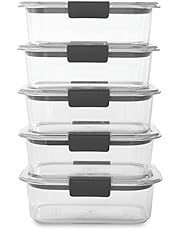 Rubbermaid Brilliance Food Storage Container, BPA free Plastic, Medium, 3.2 Cup, 5 Pack, Clear