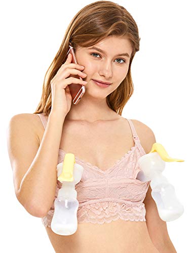 MOMANDA Women's Underwire Lace Nursing Hands-Free Pumping Bra Adobe Rose 40D - Thumbnail 5