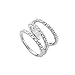 Spinningdaisy Crystal Accent Wrap Around Open Spiral Midi Ring (Silver-Plated-Base)