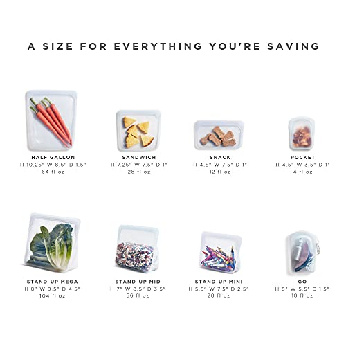 Stasher Silicone Reusable Storage Bag, StandUp Mid (Pink) Food Meal