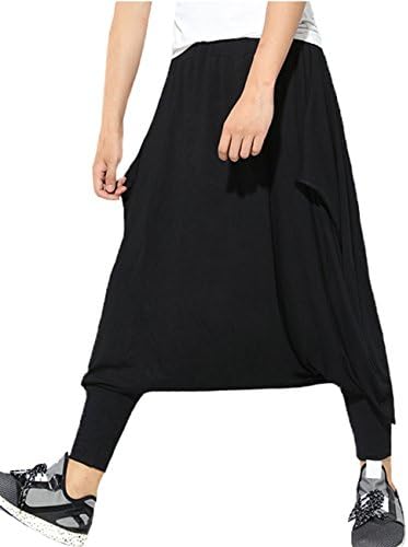 Leshion SUGIRLS Women's Casual Baggy Drop Crotch Harem Hip-Hop Pants With Pockets Black