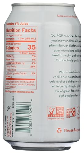 OLIPOP VINTAGE COLA PREBIOTIC SODA SGL, 12 FZ