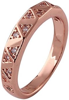 joyliveCY Elegant Women Xmas Gift Rose Gold Filled Plain Cut Smooth Copper Ring Size 8