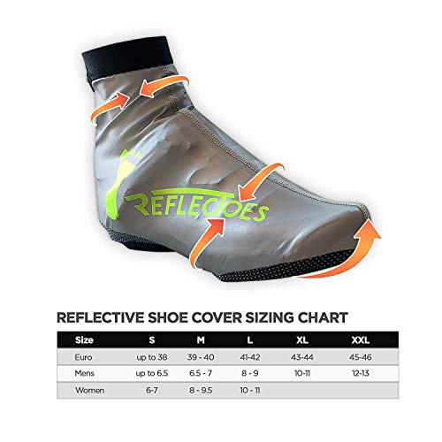 ReflecToes Full Reflective Winter Cycling Shoe Covers for Cycling - Version 2 - Waterproof, Windproof Overshoes with 4-Way Stretch Material, Rear Zipper & BioMotion Technology - for Men & Women (L)
