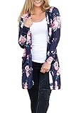 Pxmoda Womens Boho Long Sleeve Floral Print Cardigans Casual Kimono Wrap Coverup Tops Outwear