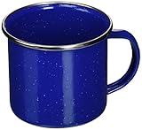 Texsport Blue Enamel Coffee Cup Mug with Stainless Steel Rim - Great for Outdoor Camping