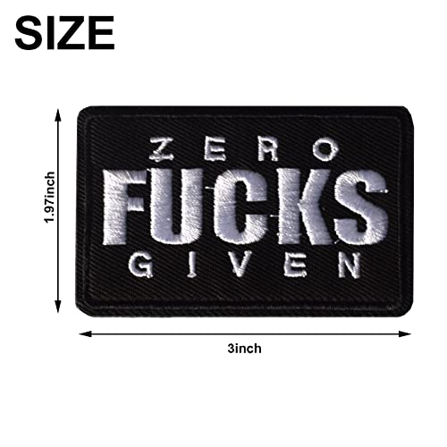 GYGYL 2Pcs Tactical Funny Flag Patch, Zero Fucks Given Embroidered Patch, Hook Fastener American Military Patches Set for Tactical Caps, Bags, Backpacks, Tactical Vest, Military Uniforms