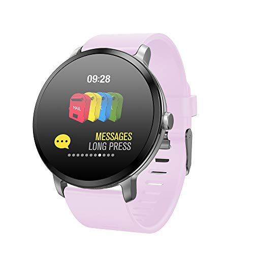 HUIGE Smartwatch 1.3 inch OLED Display, Android Wear 2.0,Compatible with iOS and Android, Your Sports Companion,Pink