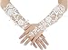 WDING Long Fingerless Rhinestone Beaded Lace Bridal Gloves for Formal Wedding Prom Party (White)