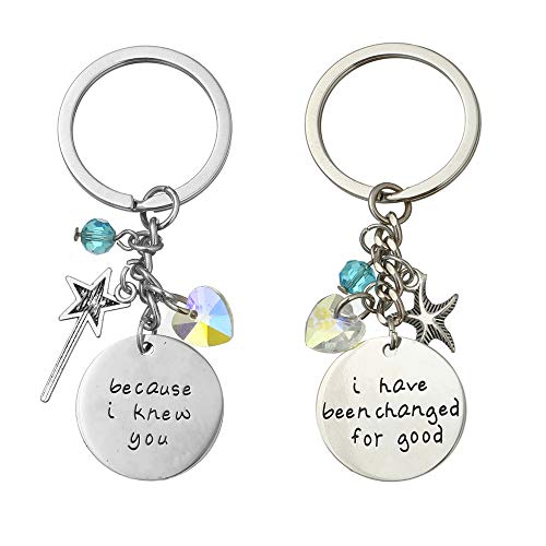 Because I Knew You,I Have Been Changed for Good Stainless Steel Inspirational Pendant Keychain for 2 Key Ring Best Friends Gift