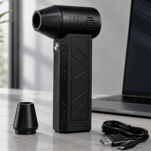 Soprador de Ar para PC Recarregável 130000RPM Air Duster Turbo Jet Fan com 3 Velocidades, Limpador de Poeira para Notebook, Teclado e Eletrônicos