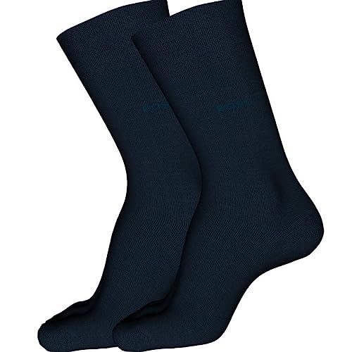 BOSS HUGO Men's 2-Pack solid mercerized cotton dress sock Sockshosiery, navy bl…