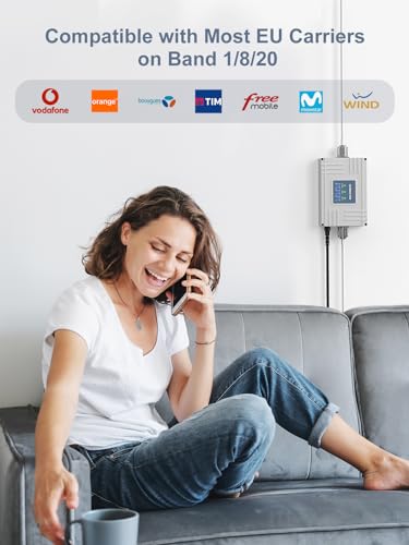 ORBOCOM 5G 4G 3G GSM Amplifier All Operator Band 1/8/20 Band Mobile Network Amplifier Free Orange SFR Bouygues High Gain 70dB Host with Logarithmic Antenna