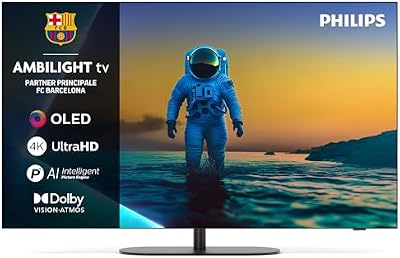 Ambilight 48OLED820 4K OLED Smart TV - Display 48’’ con processore P5 AI Perfect Picture Ultra HD, Google TV, Dolby Vision e Atmos Sound - Funziona con Alexa e Google