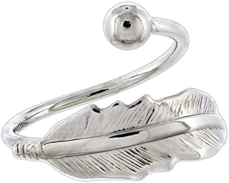 Sunburst Silver-Tone Adjustable Bypass Ring (Feather)