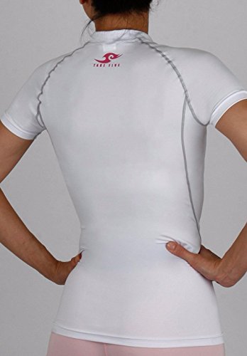 New 096 Womens Skin Tight Compression Baselayer T Shirt Short Sleeve White (L)
