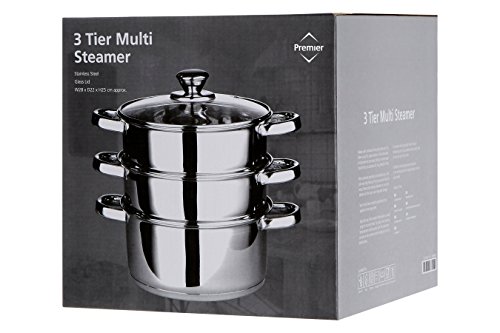 Premier-Housewares-Steamer-with-Glass-Lid-22-cm-Stainless-Steel