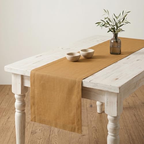 Solino Home Caramel Linen Table Runner
