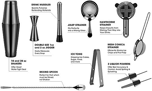 11 TLG Boston Shaker Set - Professional Cocktail Shaker Mixing Set, Home Stylish Bar Tool Set mit Rezeptbuch, Messbecher… – Bild 4