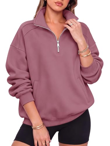 onlypuff Sweatshirt for Women Oversized Half Quarter Zip Fleece Sweaters at Amazon