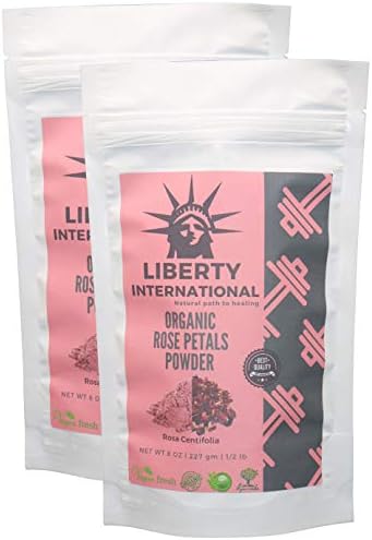 Liberty International 100% Organic Rose Petals Powder (Rosa Centifolia) All Natural For Facial Mask Formulation, Skin and Hair Care (454g) (2 x 227 gm Each) (Combo Pack of 2 piece) NT387