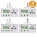 TOPGREENER Plug in Timer for Electrical Outlets (Programmable, Digital, 3-Prong, Indoor/Outdoor, Heavy Duty, LCD Display, UL Listed, Off White, 4 Pack) - 1800W 120V 15A