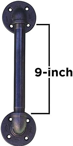 Industrial Pipe Door Handle by DIY Cartel - 9 inch - Hardware Only. Heavy Duty Iron - Great for the Garage, Commercial Doors, and Gates.