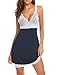 Ekouaer Empire Waist Nightgown Cotton Nightie Sexy Sleepwear For Women,Z-blue,Small