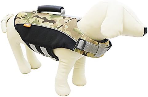 Dog Life Jacket with Removable Buoyancy Board, Adjustable Pet Life Preserver Safety Dog Swimming Pool Vest, Novice Swimmer Life Jacket, Water Safety at the Pool, Beach, Boating (Medium, Camouflage)