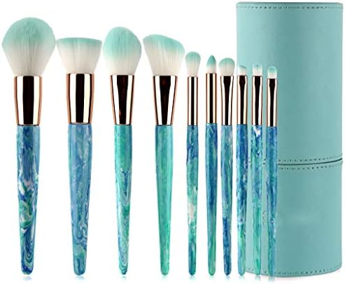 Marble Glass Makeup Brush Set - 10 Synthetic Makeup Brushes For All Makeup, Foundation Blush Facial Concealer Eyeliner Makeup Brush Set