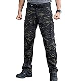 FREE SOLDIER Outdoor Men Teflon Scratch-Resistant Pants Four Seasons Hiking Climbing Tactical Trousers(Dark Camouflage 36W/31.5L)