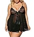 UrHot Women's Plus Size Strap Lace Babydoll Sexy Sequin Lingerie Set Nightwear