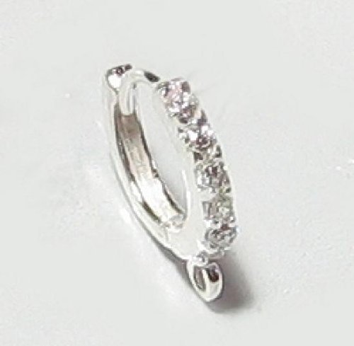 2 pcs .925 Sterling Silver Ear Clear Cz Crytal Wire Hoops Earwires Earring Connector Dangle/Findings/Bright