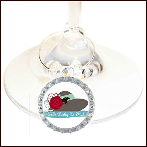 Kentucky Derby Wine Glass Charms - Kentucky Derby Glass Identifier Tags - Horse Charms - 9 Wine Charms/pack