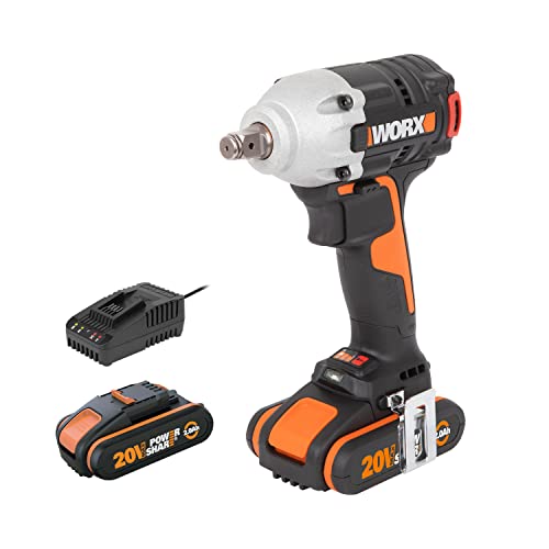 WORX WX272 Nitro Bürstenloser Akku Schlagschrauber 20V - 300Nm, Mit Variablem 3-Gang-Getriebe Und LED-Licht - Ideal Für Diverse Schraubarbeiten - Mit Akku, Ladegerät Und Koffer