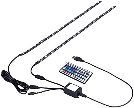 HeLe 5V Waterproof Mood Light Ambilight 5050 RGB Multi Color Changing USB Powered Led Strip Accent Blacklighting Kit With 44Key IR Remote Control and 2PCS 1.64ft 5050 Strip lights for HDTV TV