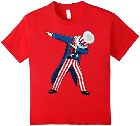 unisex-child Funny Dabbing Uncle Sam 4th of July Independence Day T-shirt 10 Red
