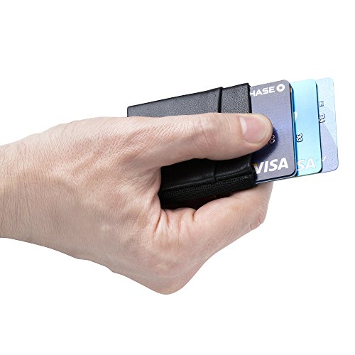 Slim Wallet Leather and Elastic Minimalist Credit Card Sleeve Gifts for Dad