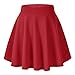 Women's Basic Versatile Stretchy Flared Casual Mini Skater Skirt (X-Large, Red)