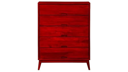 Aprodz Mango Wood Storage Cabinet Cruz Chest of 5 Drawers Furniture for Living Room | Grey